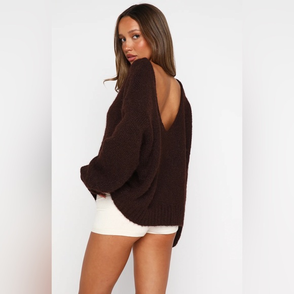 White Fox Boutique Softer Love Knit Sweater Chocolate S/M - Picture 5 of 11